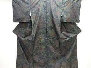 花模様織り出し本場泥大島紬着物